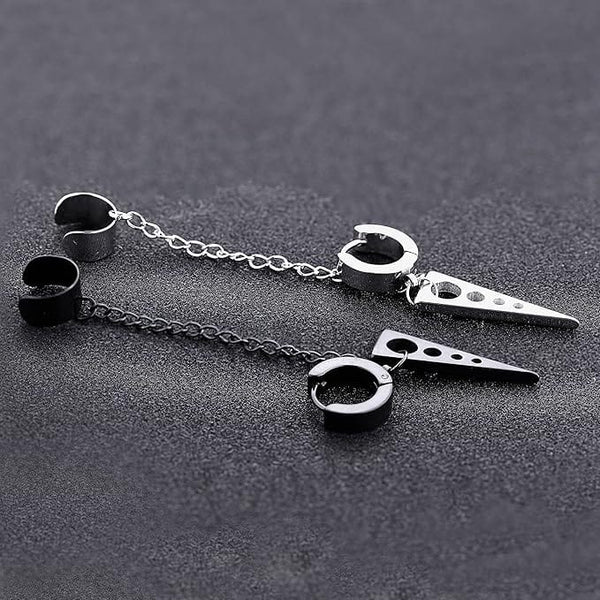 TRIANGLE DROP BLACK - Titanium Steel Hoop Earrings for Men & Boys (2 Pcs)