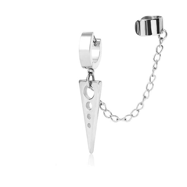 TRIANGLE DROP SILVER - Titanium Steel Hoop Earrings for Men & Boys (2 Pcs)