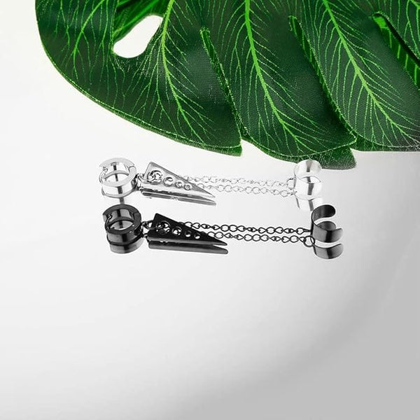 TRIANGLE DROP SILVER - Titanium Steel Hoop Earrings for Men & Boys (2 Pcs)