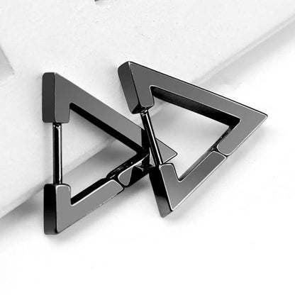 THE MEN THING Nose & Ear Ring Pair  (Both Ears) TRIANGLE HOOP - Titanium Steel Stud Earrings for Men & Boys (2 Pcs)