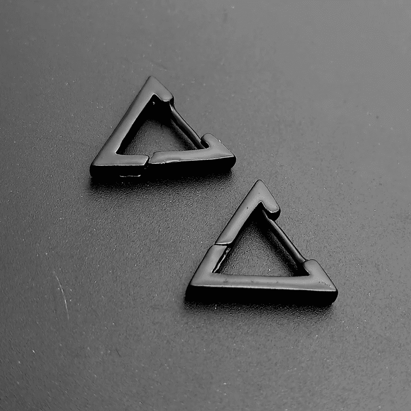 THE MEN THING Nose & Ear Ring Pair  (Both Ears) TRIANGLE HOOP - Titanium Steel Stud Earrings for Men & Boys (2 Pcs)