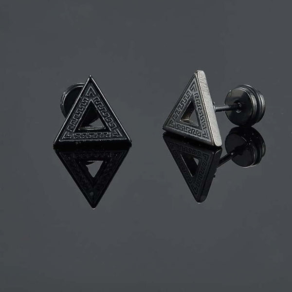 TRINITY TWIST BLACK - Pure Titanium Steel Piercing Ear Earrings for Men & Boys (2 Pcs)
