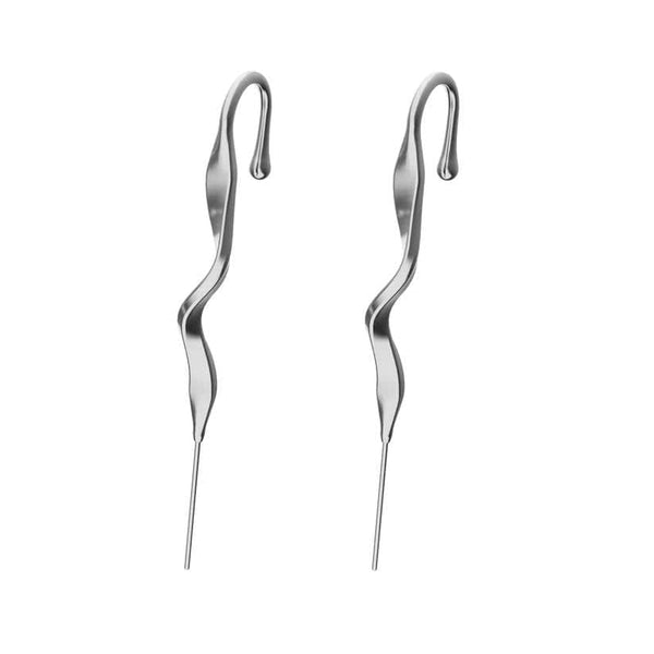 TWISTED SPIRAL - Pure Titanium Steel Ear Crawler Hook Pin Cuff Earrings for Men & Boys (2 Pcs)