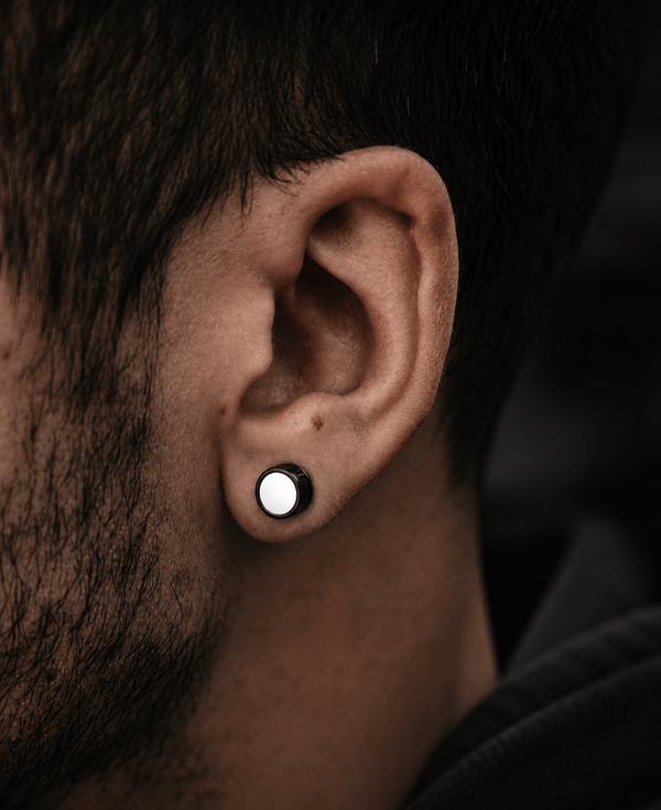 TWO-TONE CIRCLE - Pure Titanium Steel Piercing Ear Earrings for Men & Boys (2 Pcs)