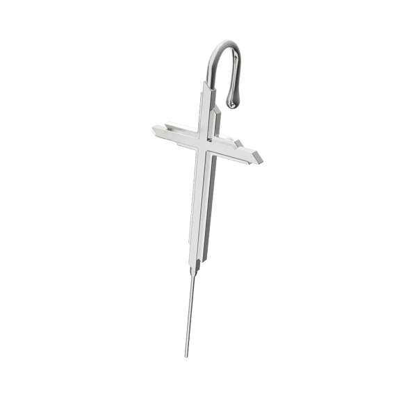 VINE CROSS - Pure Titanium Steel Ear Crawler Hook Pin Cuff Earrings for Men & Boys (2 Pcs)