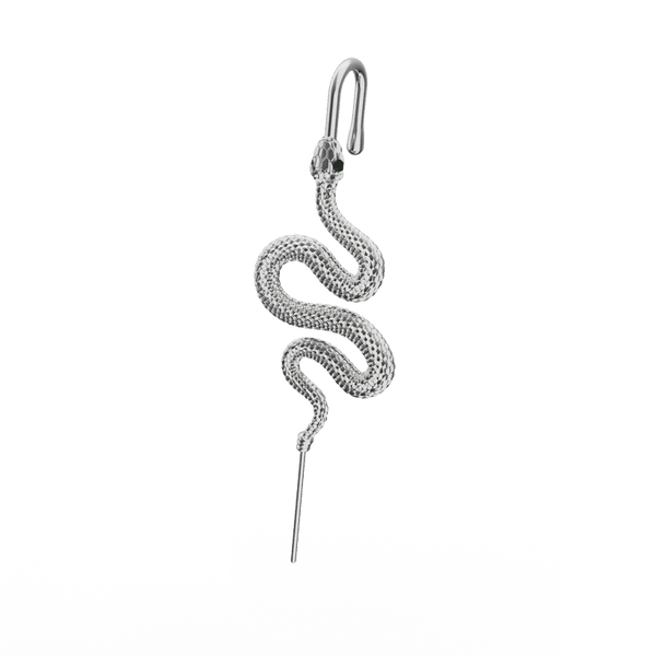 VIPER - Pure Titanium Steel Ear Crawler Hook Pin Cuff Earrings for Men & Boys (2 Pcs)