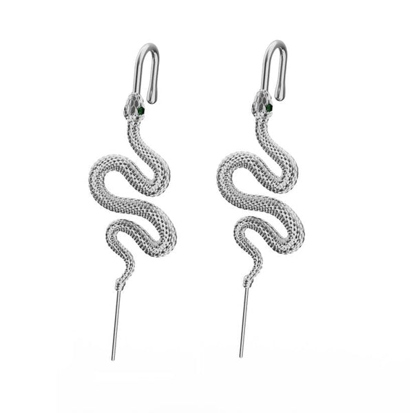 VIPER - Pure Titanium Steel Ear Crawler Hook Pin Cuff Earrings for Men & Boys (2 Pcs)