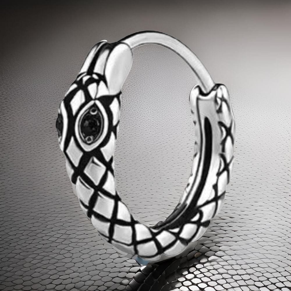 THE MEN THING Nose & Ear Ring Pair (Both Ears) VOID SERPENT - Titanium Steel Hoop Earrings for Men & Boys (2 Pcs)