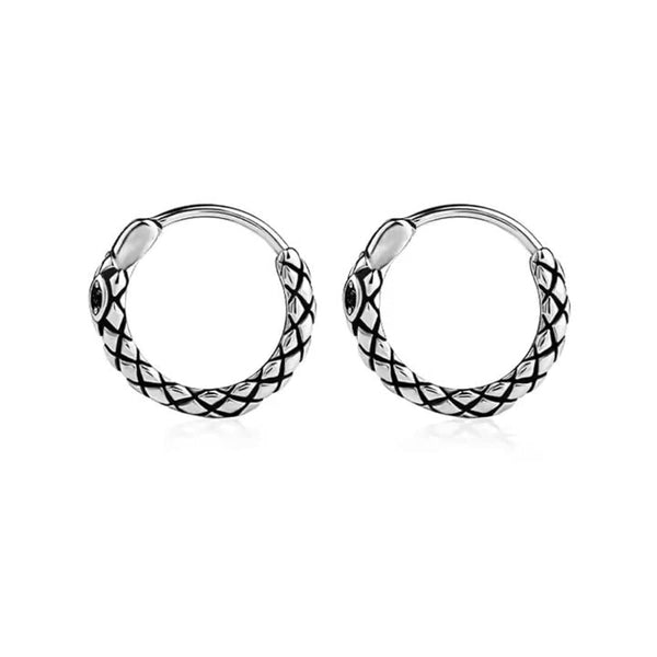 VOID SERPENT - Titanium Steel Hoop Earrings for Men & Boys (2 Pcs)