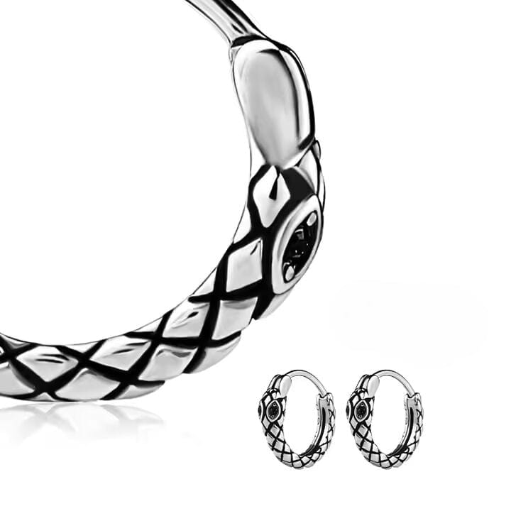THE MEN THING Nose & Ear Ring Pair (Both Ears) VOID SERPENT - Titanium Steel Hoop Earrings for Men & Boys (2 Pcs)