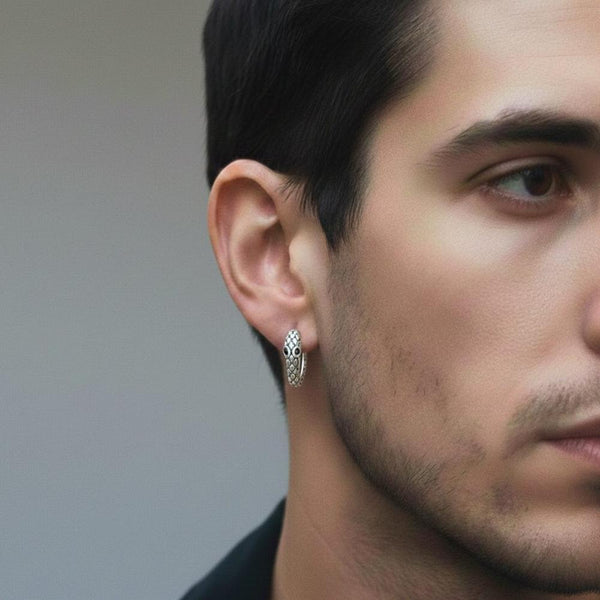 VOID SERPENT - Titanium Steel Hoop Earrings for Men & Boys (2 Pcs)