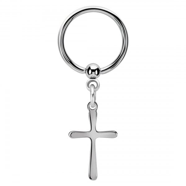 VOIDWALKER SILVER CROSS - Titanium Steel Hoop Earrings for Men & Boys (2 Pcs)