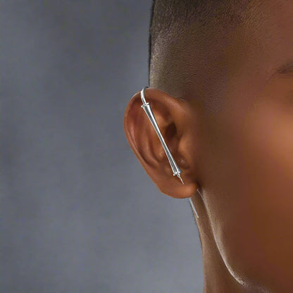 THE MEN THING Nose & Ear Ring Pair  (Both Ears) WHIMSY - Pure Titanium Steel Ear Crawler Hook Pin Cuff Earrings for Men & Boys (2 Pcs)