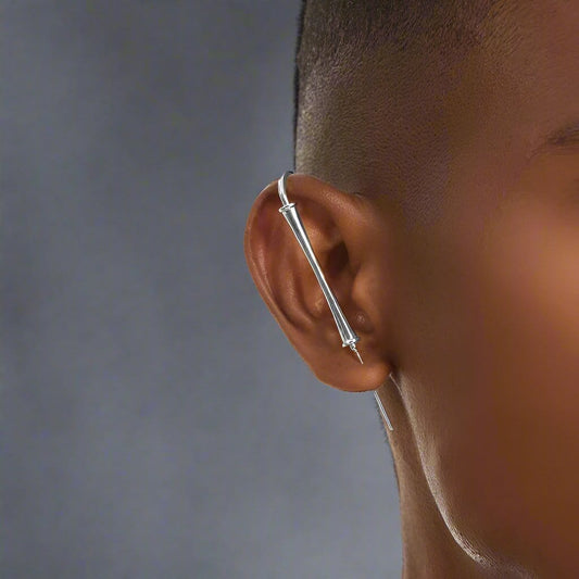 THE MEN THING Nose & Ear Ring Pair  (Both Ears) WHIMSY - Pure Titanium Steel Ear Crawler Hook Pin Cuff Earrings for Men & Boys (2 Pcs)