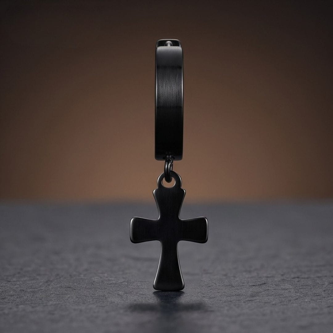 THE MEN THING Nose & Ear Ring RAVEN DROP BLACK - Stainless Steel Earring in Black for Men & Boys