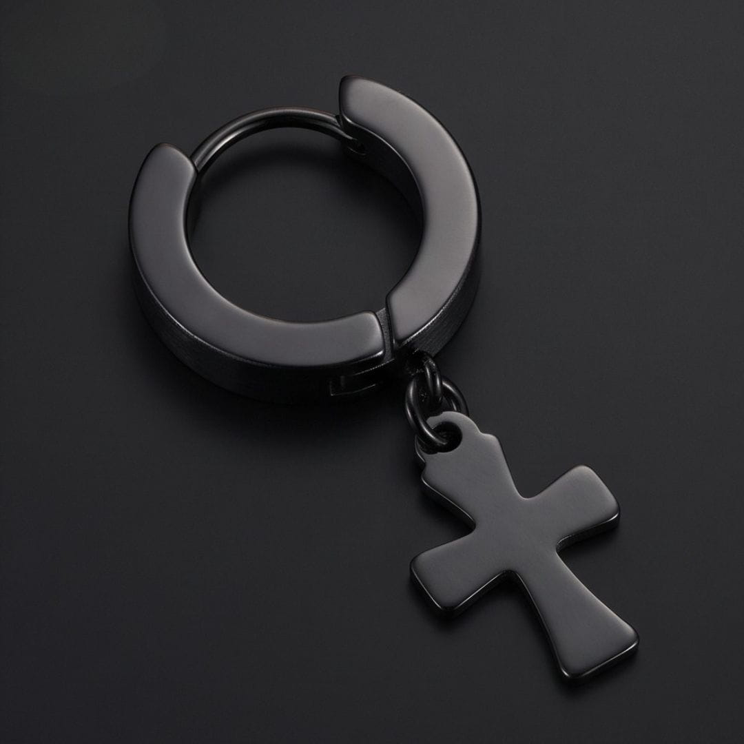 THE MEN THING Nose & Ear Ring RAVEN DROP BLACK - Stainless Steel Earring in Black for Men & Boys