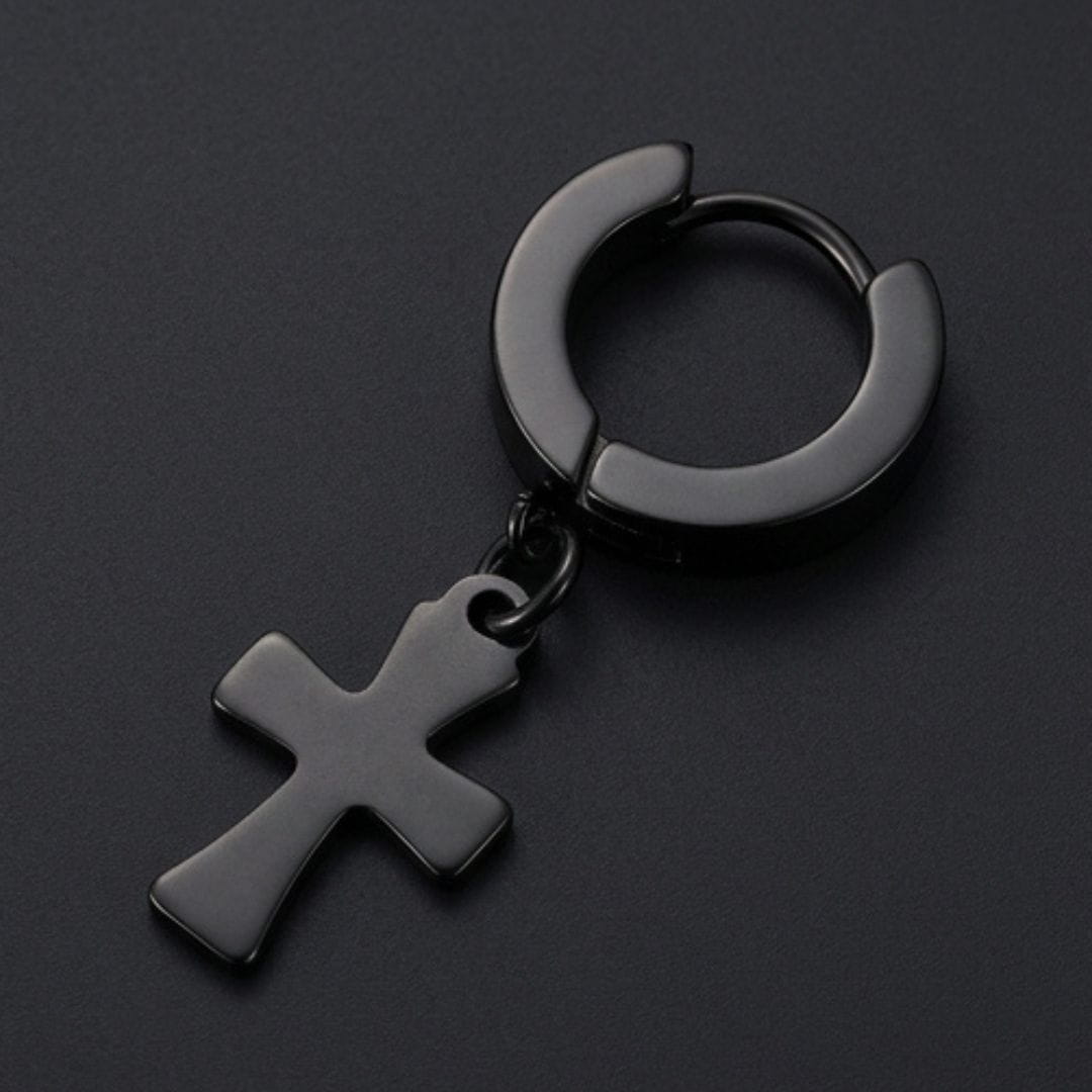 THE MEN THING Nose & Ear Ring RAVEN DROP BLACK - Stainless Steel Earring in Black for Men & Boys