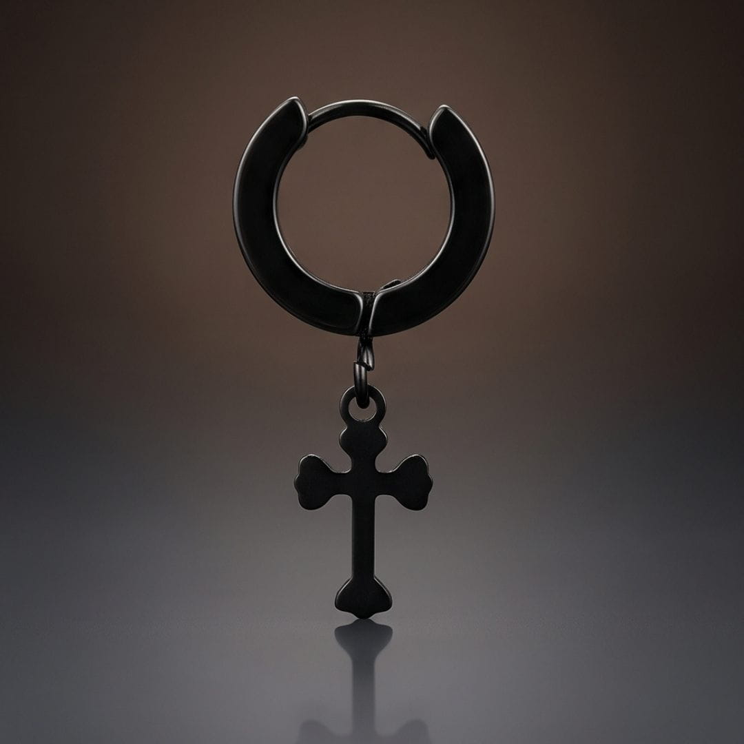 THE MEN THING Nose & Ear Ring RAVEN HOOP BLACK - Stainless Steel Hoop Earring for Men & Boys - Black