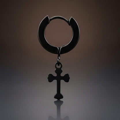 THE MEN THING Nose & Ear Ring RAVEN HOOP BLACK - Stainless Steel Hoop Earring for Men & Boys - Black