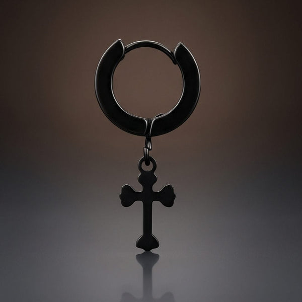 RAVEN HOOP BLACK - Stainless Steel Hoop Earring for Men & Boys - Black