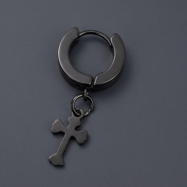 RAVEN HOOP BLACK - Stainless Steel Hoop Earring for Men & Boys - Black