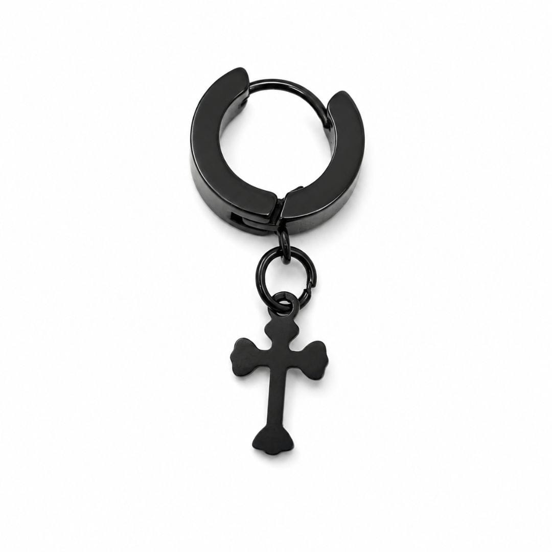 THE MEN THING Nose & Ear Ring RAVEN HOOP BLACK - Stainless Steel Hoop Earring for Men & Boys - Black