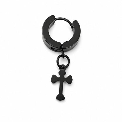 THE MEN THING Nose & Ear Ring RAVEN HOOP BLACK - Stainless Steel Hoop Earring for Men & Boys - Black