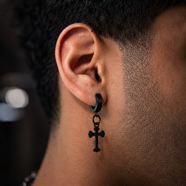 RAVEN HOOP BLACK - Stainless Steel Hoop Earring for Men & Boys - Black