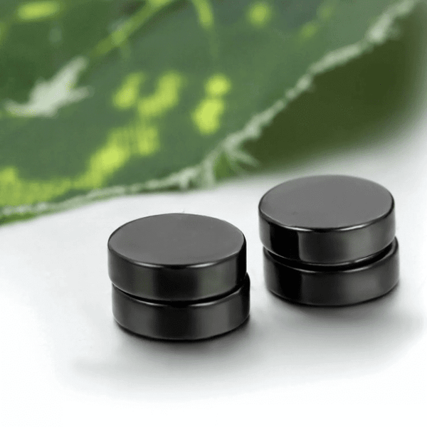 ROUND BARBELL - BLACK - Magnetic Non-Piercing Pure Titanium Steel Earring for Men & Boys (14mm to 6mm ) (2 Pcs)