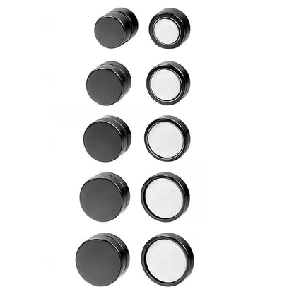 THE MEN THING Nose & Ear Ring ROUND BARBELL - BLACK - Magnetic Non-Piercing Pure Titanium Steel Earring for Men & Boys (14mm to 6mm ) (2 Pcs)