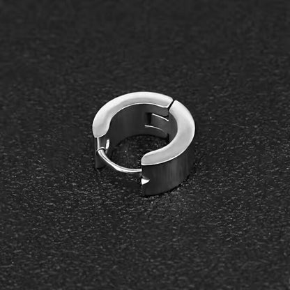 THE MEN THING Nose & Ear Ring SILVER COBALT CREST - 7mm Titanium Steel Hoop Earrings for Men & Boys (2 Pcs)