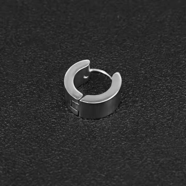 SILVER COBALT CREST - 7mm Titanium Steel Hoop Earrings for Men & Boys (2 Pcs)