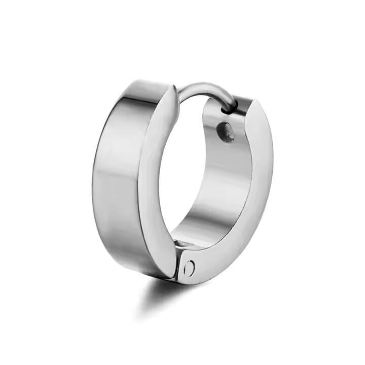 THE MEN THING Nose & Ear Ring SILVER COBALT CREST - 7mm Titanium Steel Hoop Earrings for Men & Boys (2 Pcs)