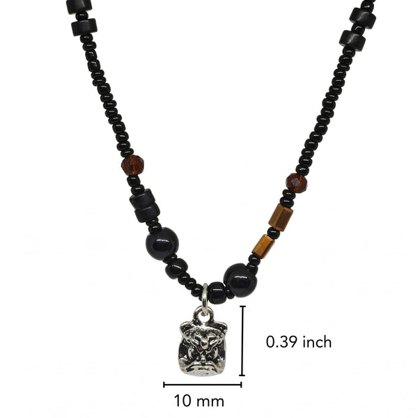 ALPHA CORE – 10mm Titanium Steel Pendant with 9mm Beads  Natural Stone Mens & Boys (20-22 inch with adjustable cable chain)