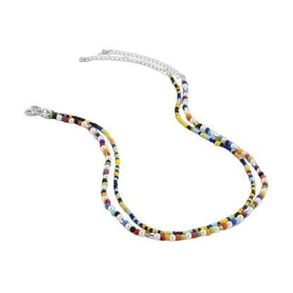 THE MEN THING Pearl / Bead Necklace BOHO STYLE COLOUR - Multi-Layer Beads Necklace for Men & Boys (20 inch)