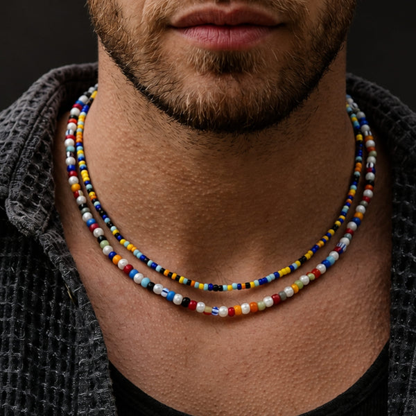 BOHO STYLE COLOUR - Multi-Layer Beads Necklace for Men & Boys (20 inch)