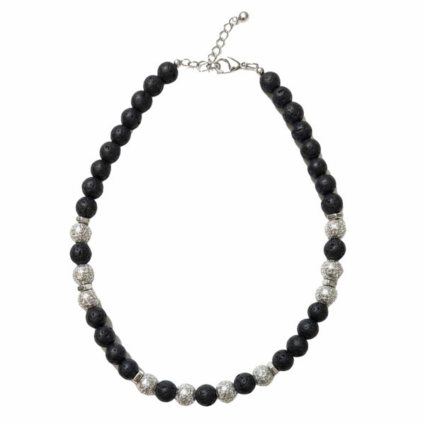 CAVRIEL - 8mm Beads Necklace with Natural Stone Mens & Boys (19-21 inch with adjustable cable chain)
