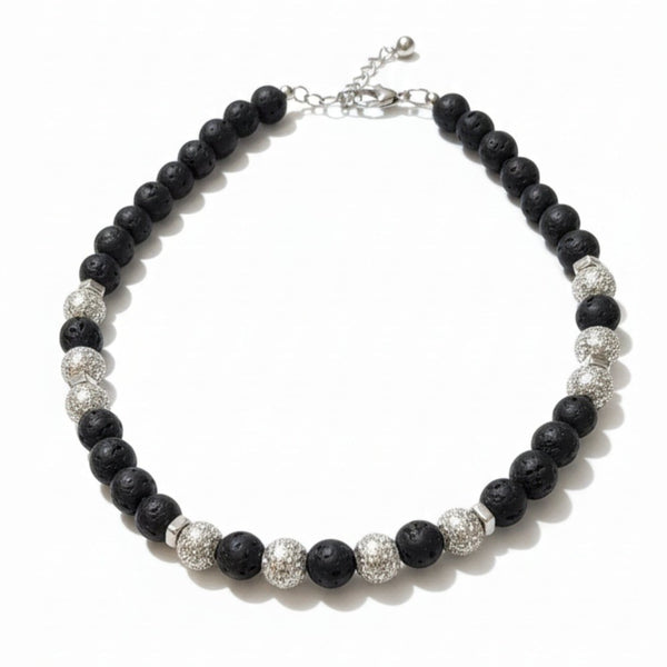 CAVRIEL - 8mm Beads Necklace with Natural Stone Mens & Boys (19-21 inch with adjustable cable chain)