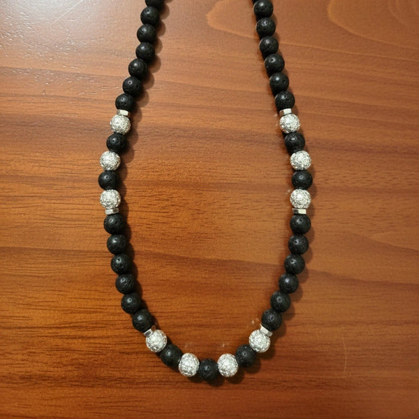 CAVRIEL - 8mm Beads Necklace with Natural Stone Mens & Boys (19-21 inch with adjustable cable chain)