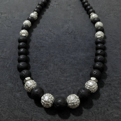 THE MEN THING Pearl / Bead Necklace CAVRIEL - 8mm Beads Necklace with Natural Stone Mens & Boys (19-21 inch with adjustable cable chain)