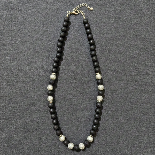 CAVRIEL - 8mm Beads Necklace with Natural Stone Mens & Boys (19-21 inch with adjustable cable chain)