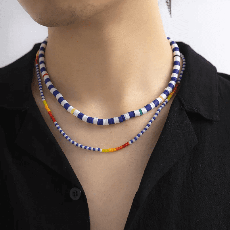 THE MEN THING Pearl / Bead Necklace CLAVICLE STYLE BEADS - Multi-Layered Beads Necklace for Men & Boys (17 and 21 inch)