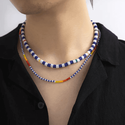THE MEN THING Pearl / Bead Necklace CLAVICLE STYLE BEADS - Multi-Layered Beads Necklace for Men & Boys (17 and 21 inch)