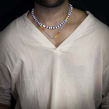 THE MEN THING Pearl / Bead Necklace CLAVICLE STYLE BEADS - Multi-Layered Beads Necklace for Men & Boys (17 and 21 inch)