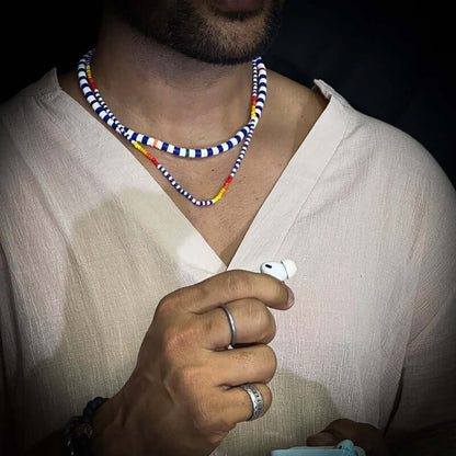 THE MEN THING Pearl / Bead Necklace CLAVICLE STYLE BEADS - Multi-Layered Beads Necklace for Men & Boys (17 and 21 inch)
