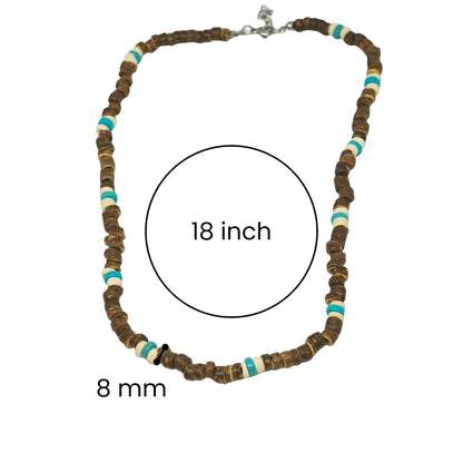 THE MEN THING Pearl / Bead Necklace COASTAL SOUL - 8 mm Beaded Necklace for Men and Boys (18 inches with adjustable cable chain)