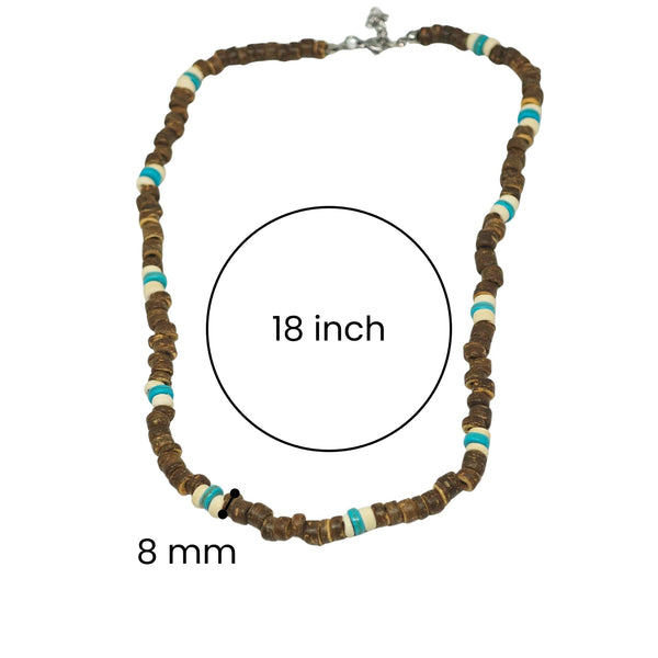 COASTAL SOUL - 8 mm Beaded Necklace for Men and Boys (18 inches with adjustable cable chain)