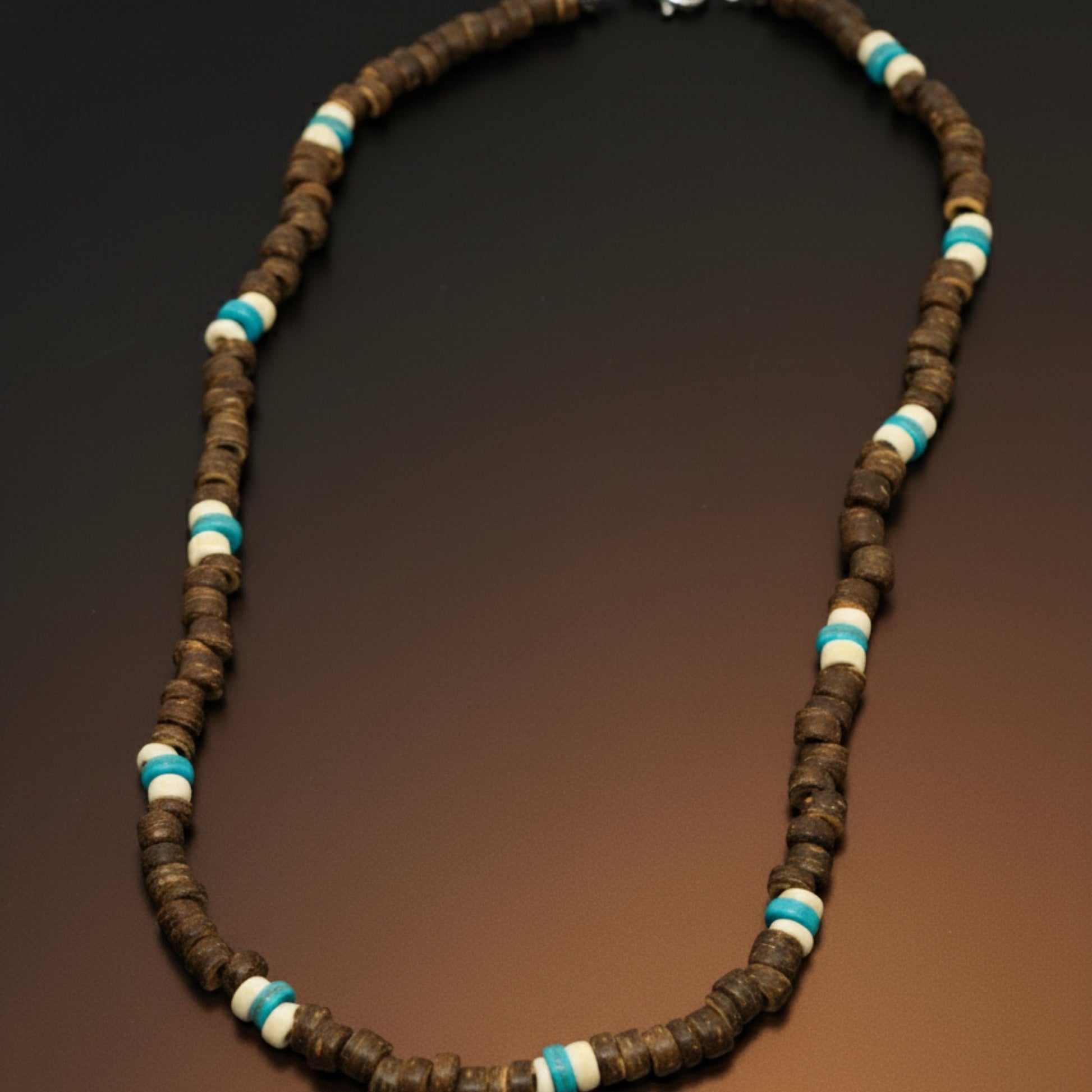 THE MEN THING Pearl / Bead Necklace COASTAL SOUL - 8 mm Beaded Necklace for Men and Boys (18 inches with adjustable cable chain)