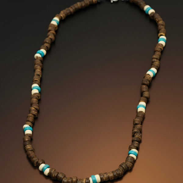 COASTAL SOUL - 8 mm Beaded Necklace for Men and Boys (18 inches with adjustable cable chain)