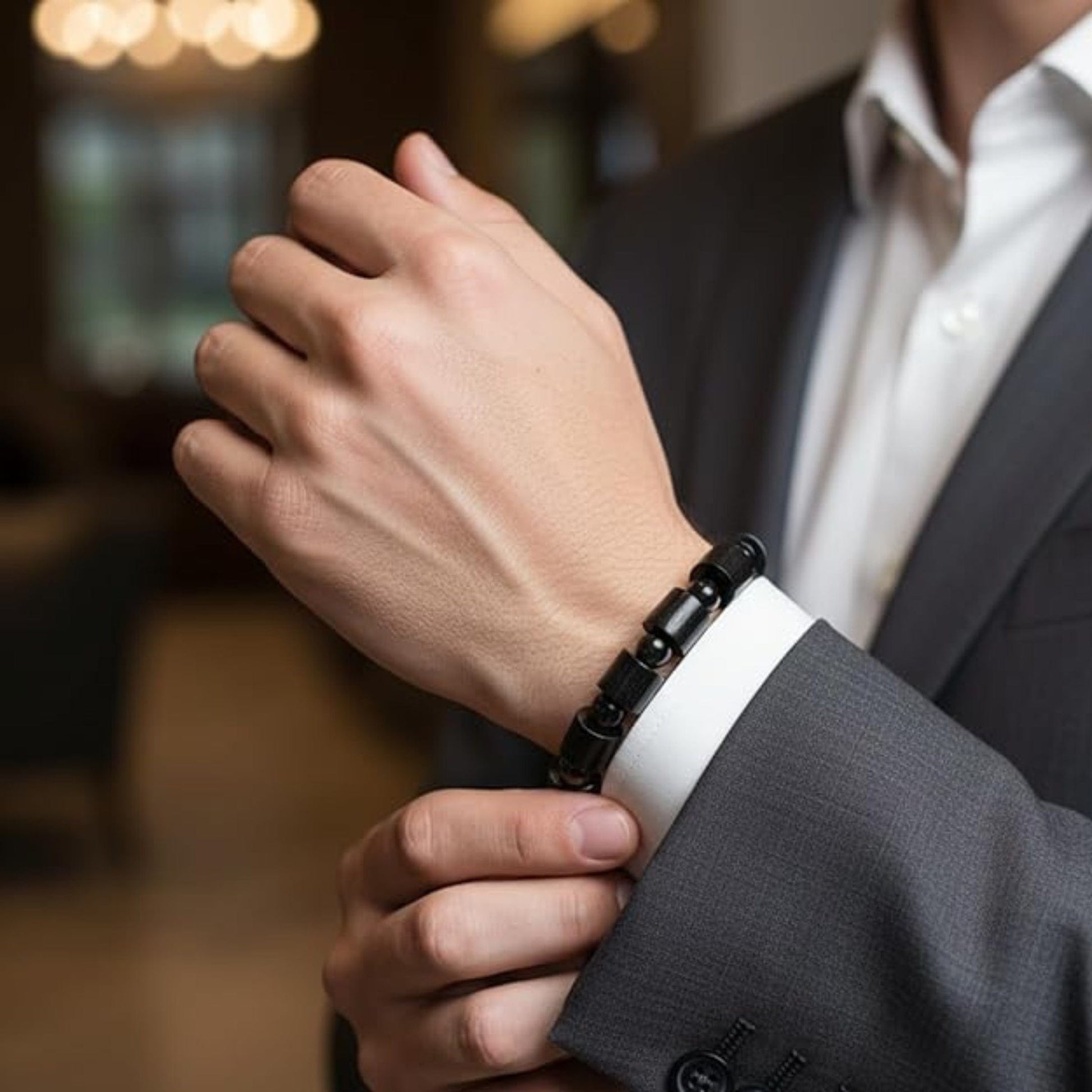 THE MEN THING Pearl / Bead Necklace COMBO — NOIR VAULT Wooden Beads Bracelet × FENRIK Beads Necklace